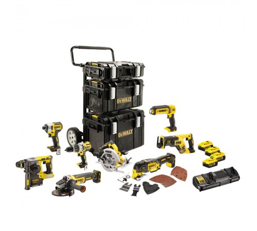 Набір із восьми акумуляторних безщіткових інструментів DeWALT DCK853P4