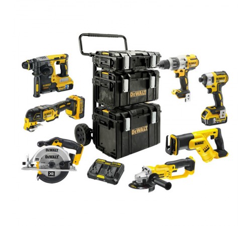 Набір із восьми акумуляторних безщіткових інструментів DeWALT DCK897P4